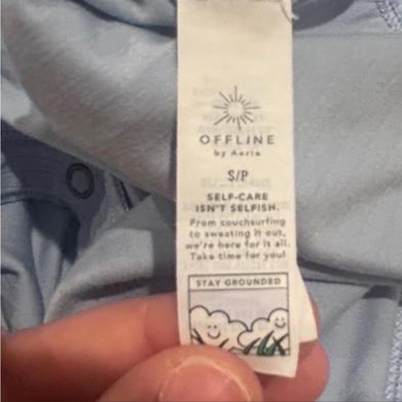 OFFLINE By Aerie Real Me Henley Crop Tee | Beach Picnic | Small - Picture 6 of 7